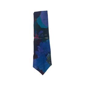 Vintage Mens Tie Watercolor Blue Purple Silk Handmade Italian